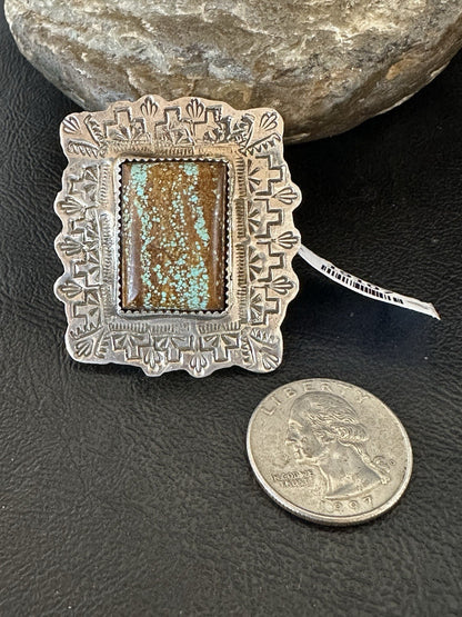 Men Women Blue Turquoise#8 Navajo Sterling Silver Ring Size 9 19107