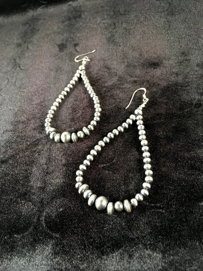 Native American Bead Sterling Silver Earrings 10091