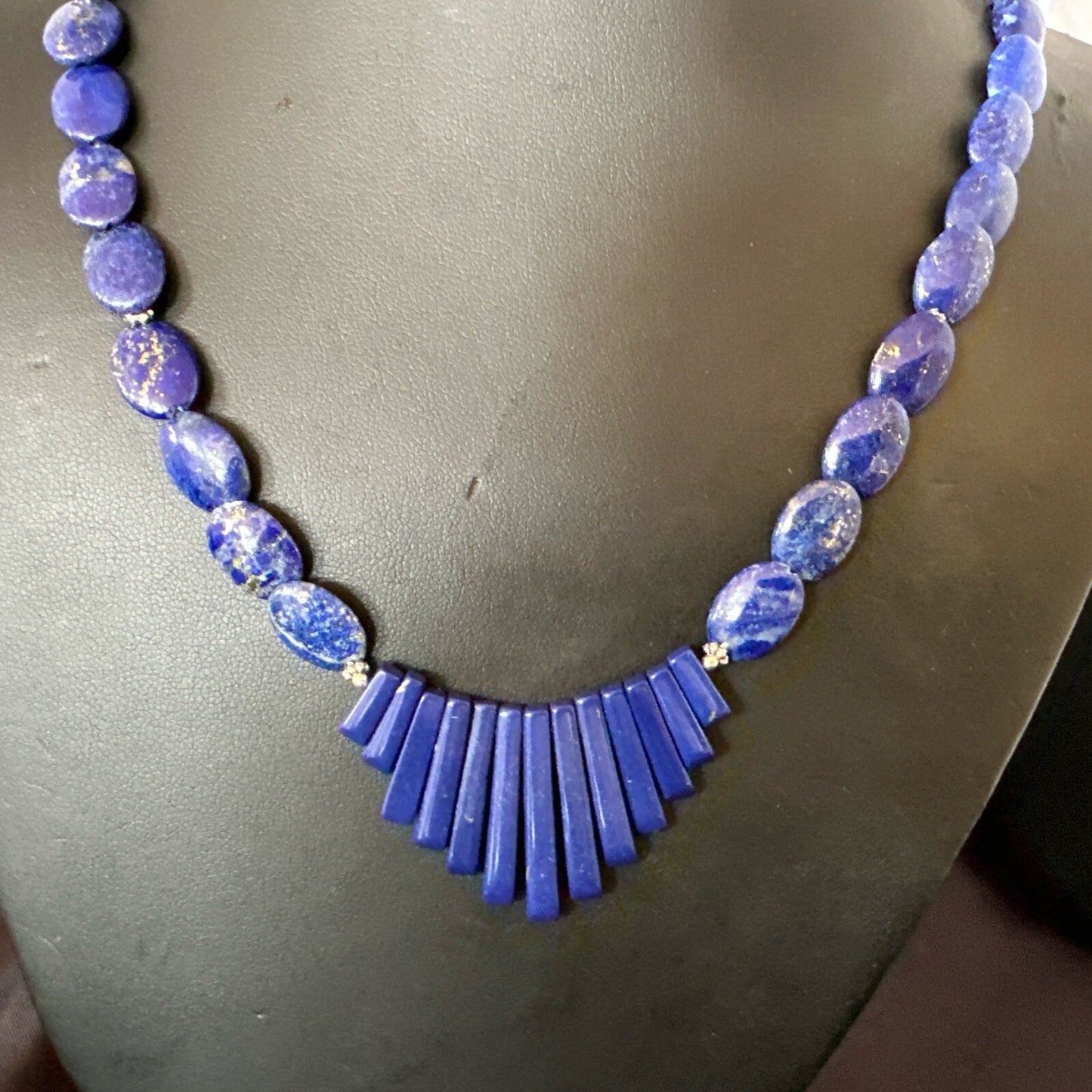 Mens Womens Lapis Lazuli Navajo Sterling Silver 23” Necklace 17748