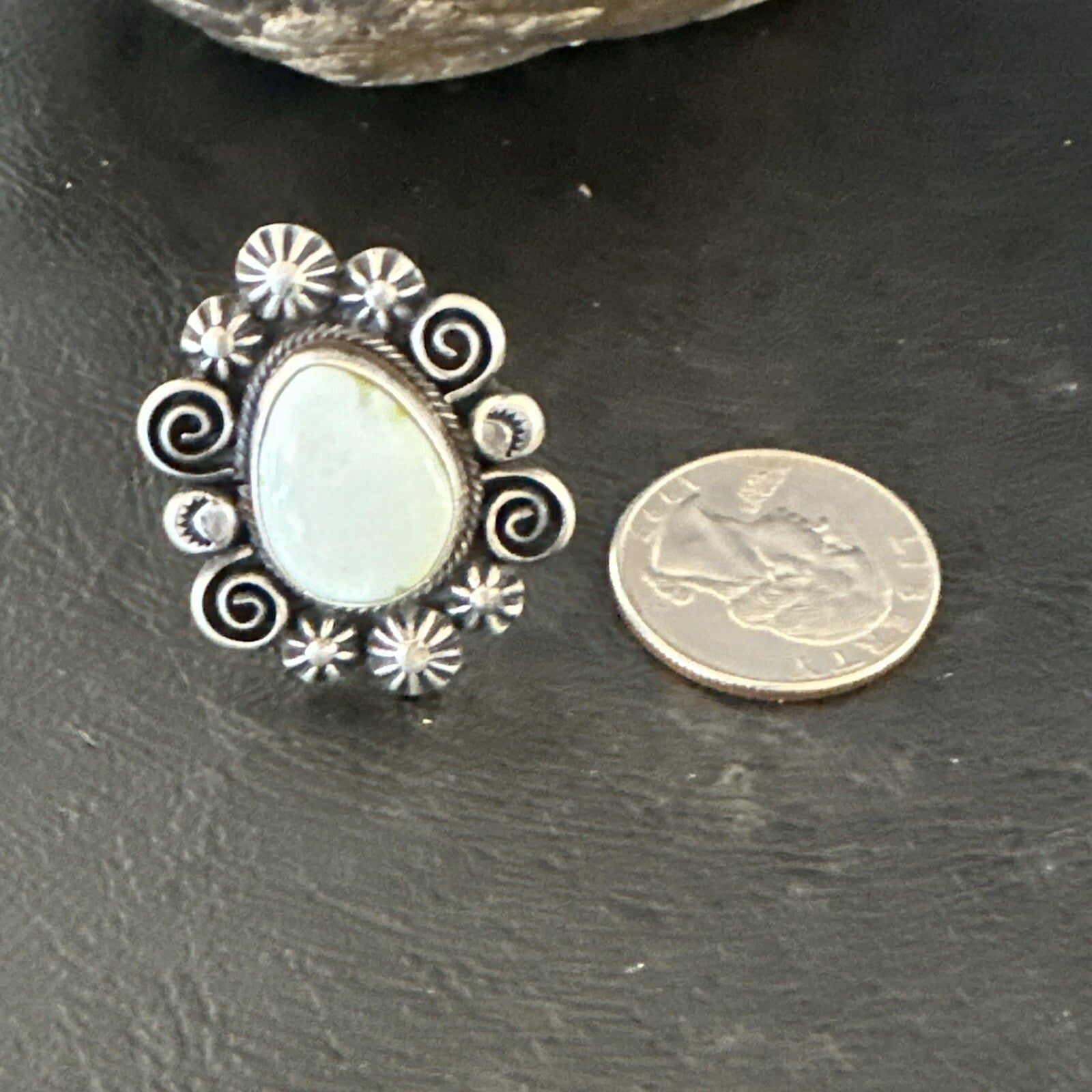 Women Blue Dry Creek Turquoise Navajo Sterling Silver Ring Sz 9 17773