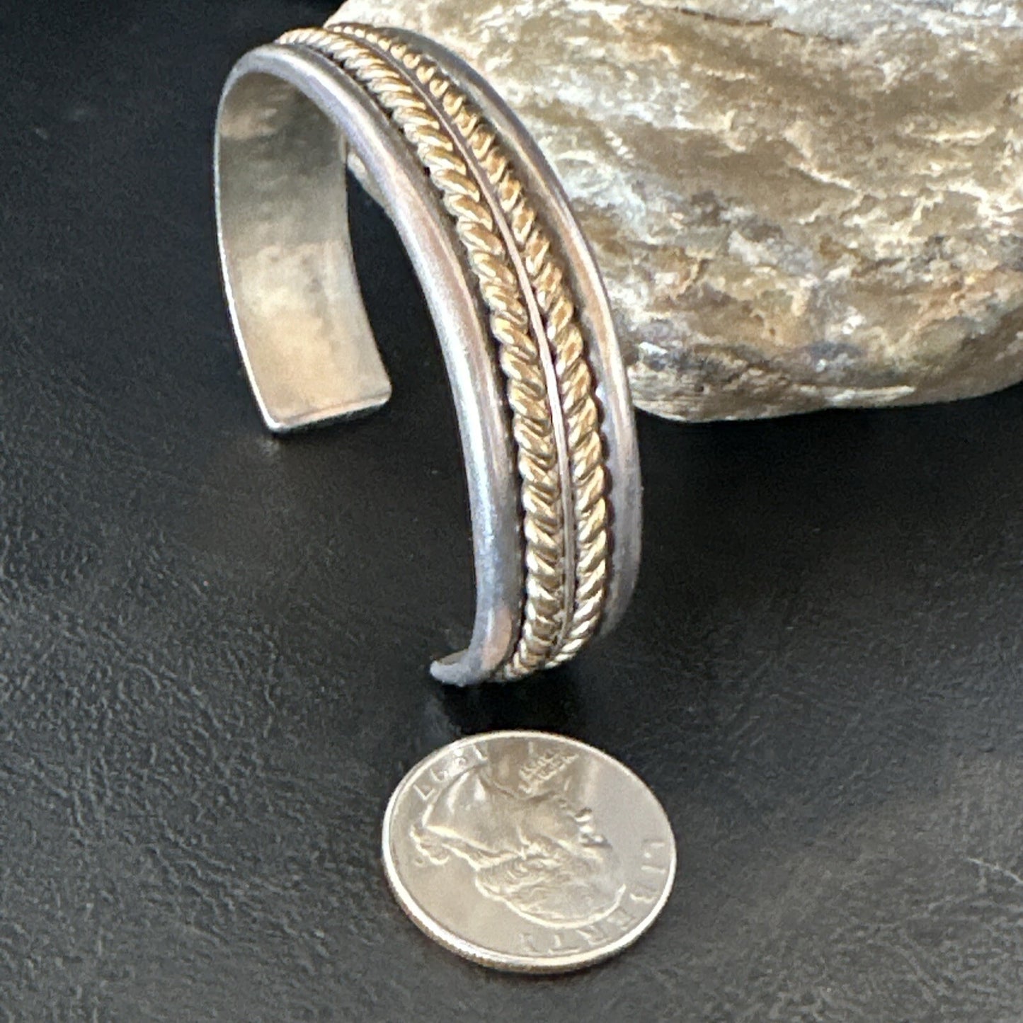 12K Gold filled Navajo Sterling Silver Twist Wire Cuff Bracelet 18123