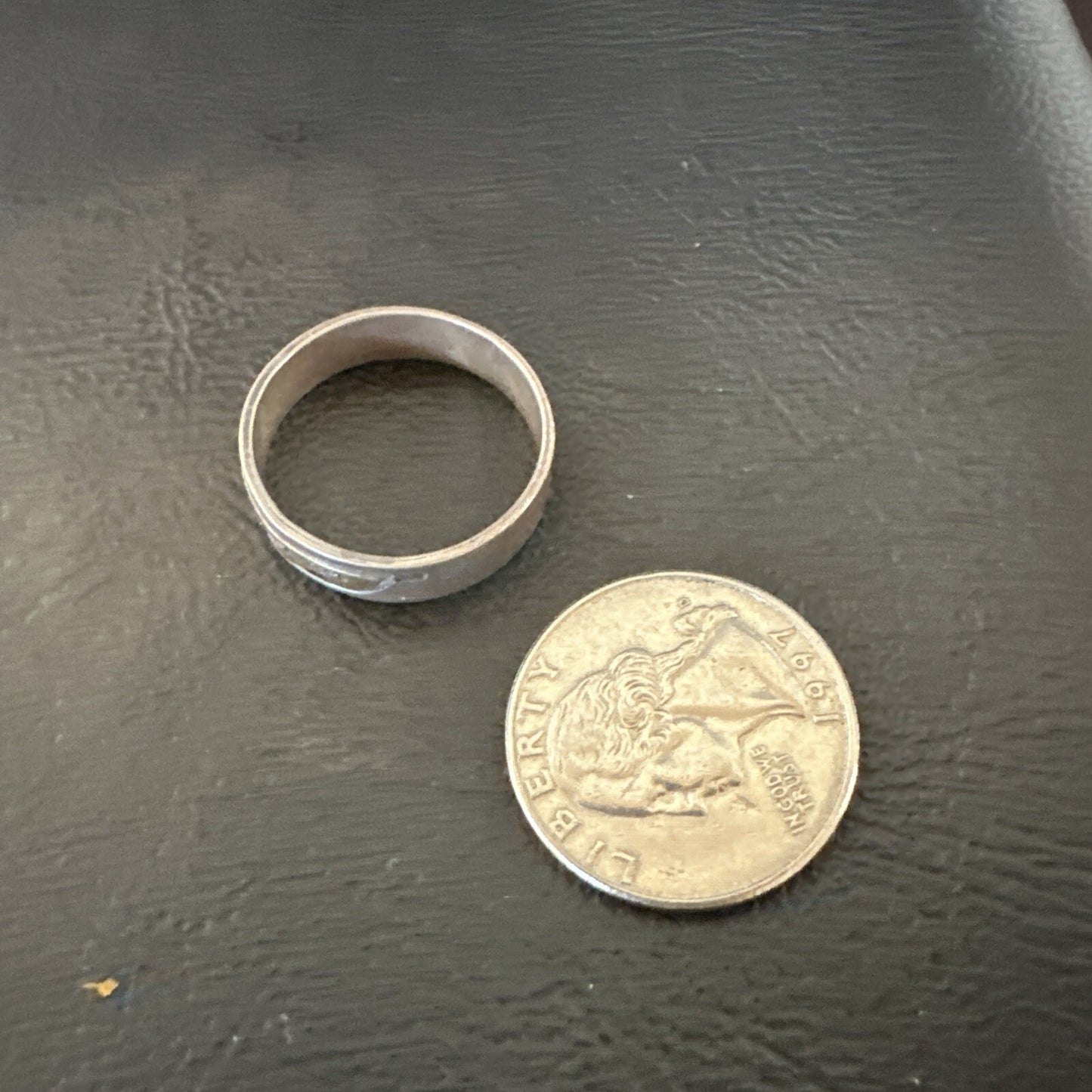Mens Wedding Band Navajo Stamped 14K Gold Sterling Silver Ring Sz 12 17968