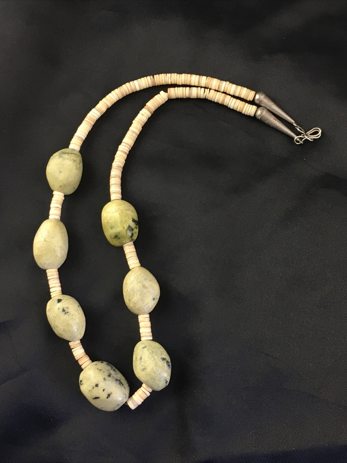 Chunky er Navajo Sterling Silver Jasper Shell Beads Necklace 17" 10247