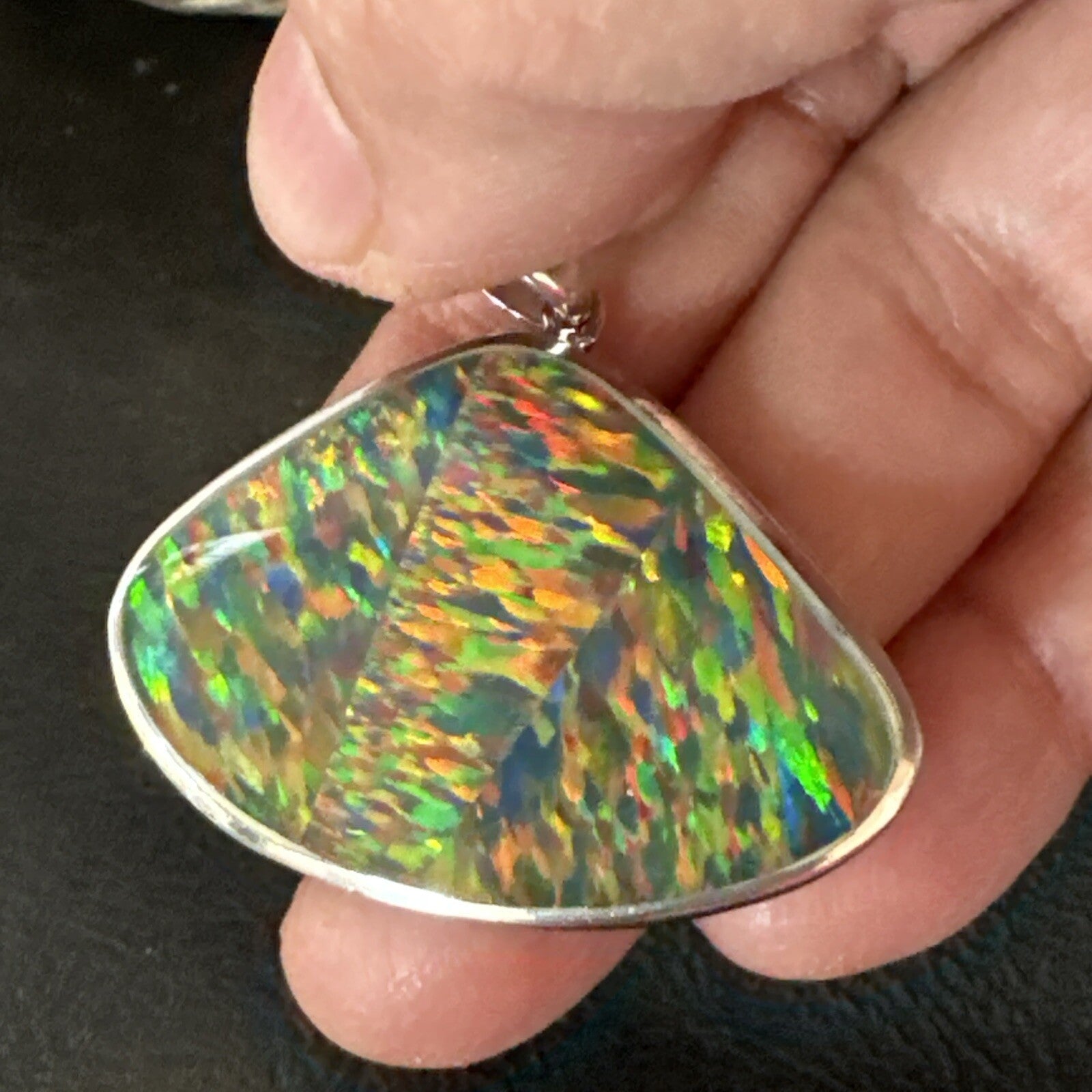 Mens Womens Multicolor Gilson Opal Navajo Sterling Silver Inlay Pendant 18612