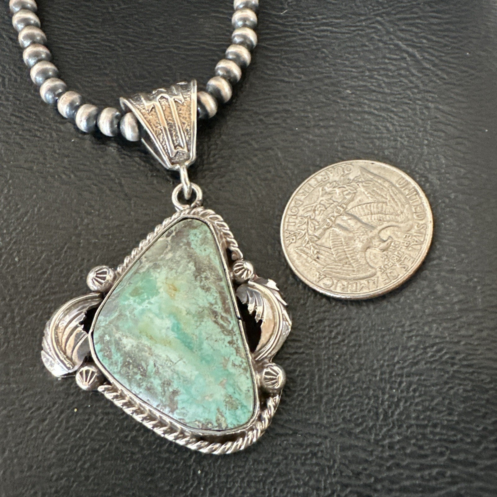 WoMens Navajo Pearls Sterling Silver Royston Turquoise Necklace Pendant 19363