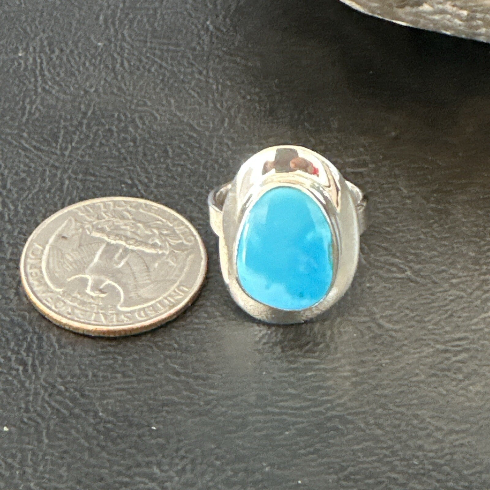 Southwestern Sterling Silver Blue Kingman Turquoise Ring Size 8 18523