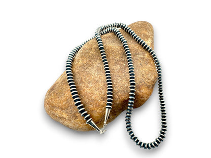 Navajo Sterling Silver Rondelles Saucer Flat Bead Necklace 6mm 30" 97630