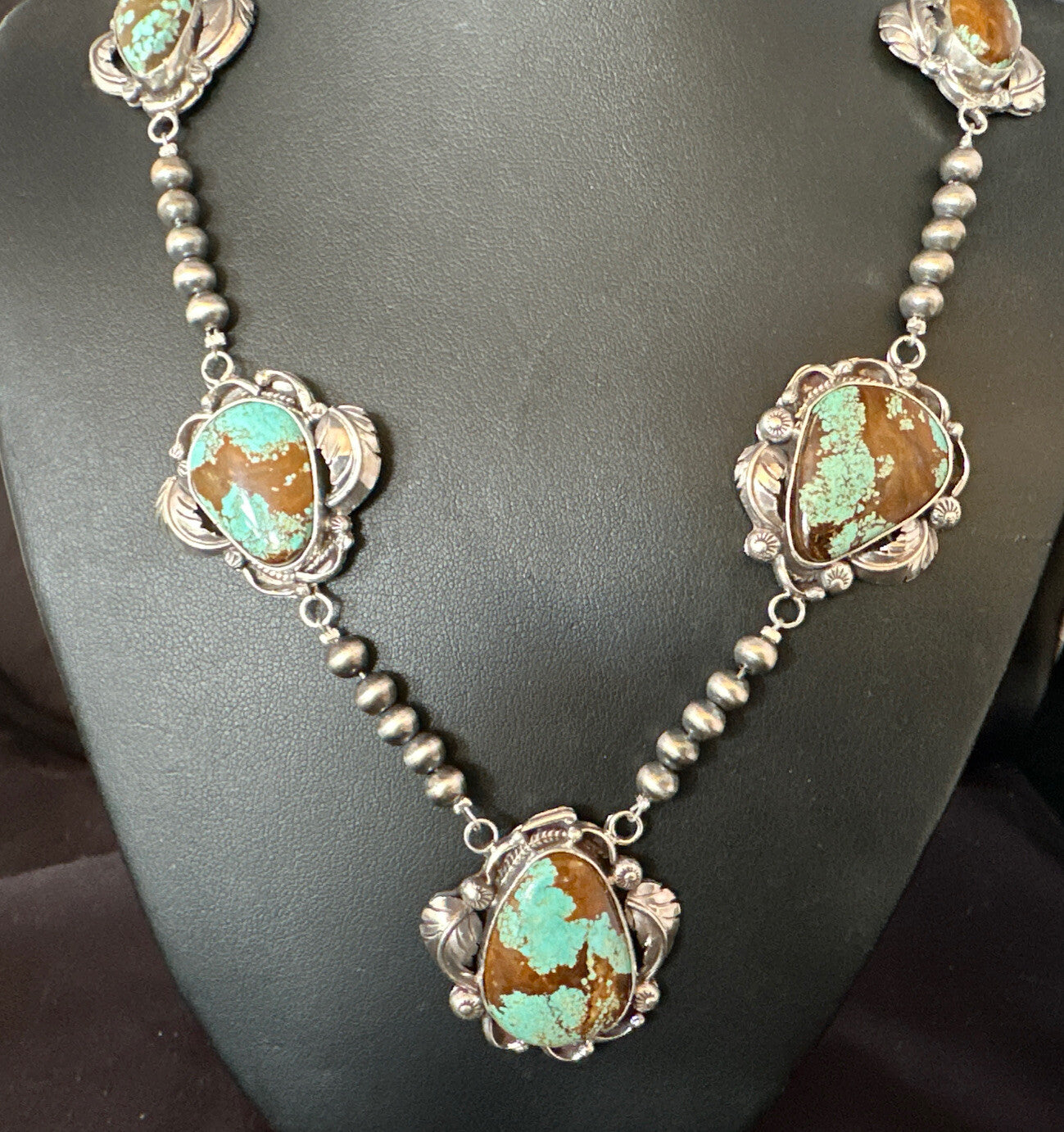 Blue Turquoise#8 Pendant Navajo Sterling Silver Necklace 16833