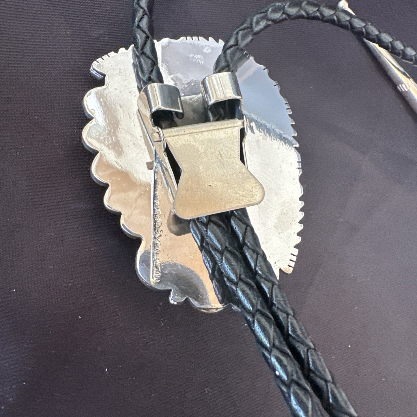 Native Mens Blue Green Royston Turquoise Bolo Tie Sterling Silver Navajo 19594