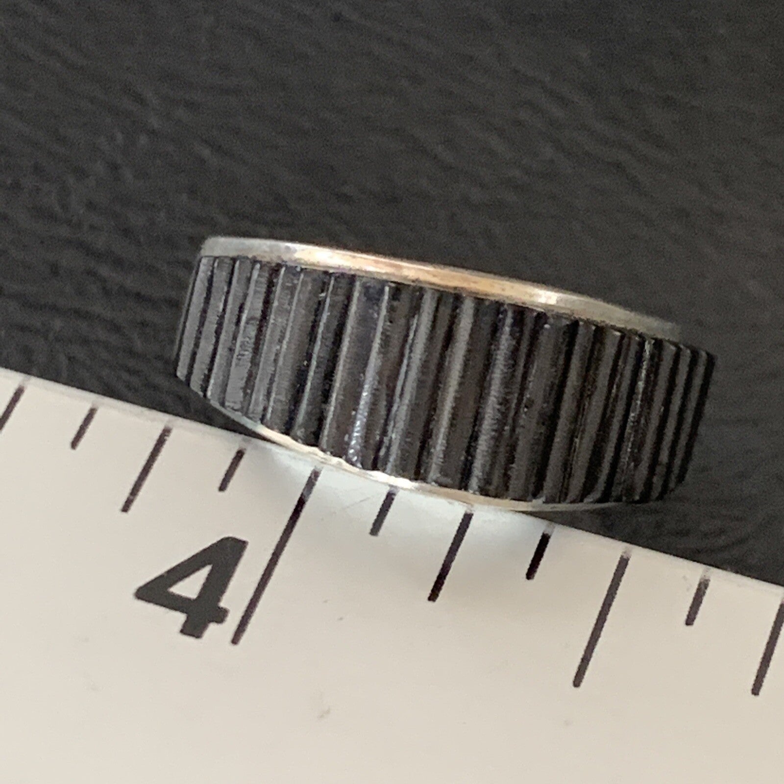 Black Onyx Indian Navajo Sterling Silver Band Inlay Ring Size 8 18802