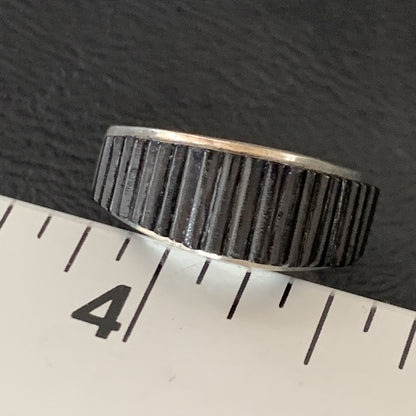 Black Onyx Indian Navajo Sterling Silver Band Inlay Ring Size 8 18802