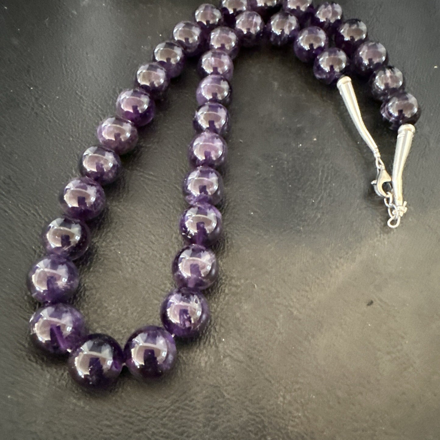 12mm Purple Amethyst Southwestern Sterling Silver Necklace 19” 18619