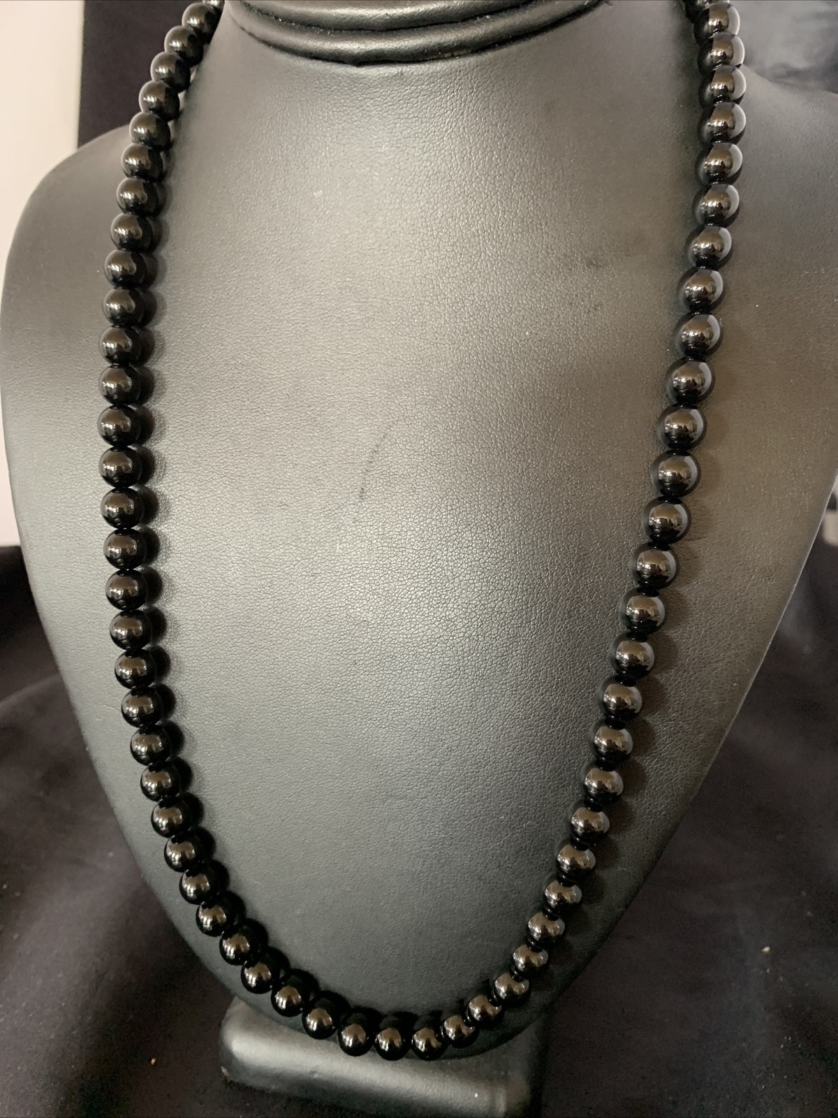 Mens Black Onyx Navajo Pearls Sterling Silver Necklace 23" 12979