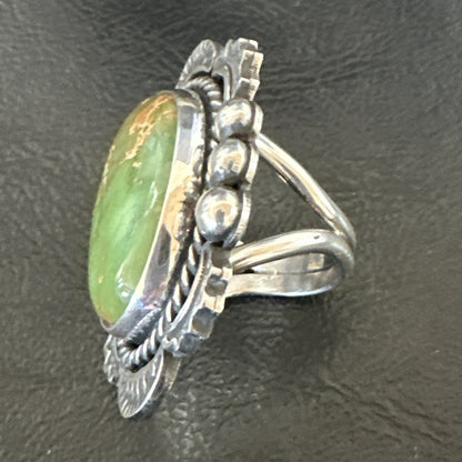 H Joe Womens Navajo Sterling Silver Green Turquoise Ring Size 6.5 19358