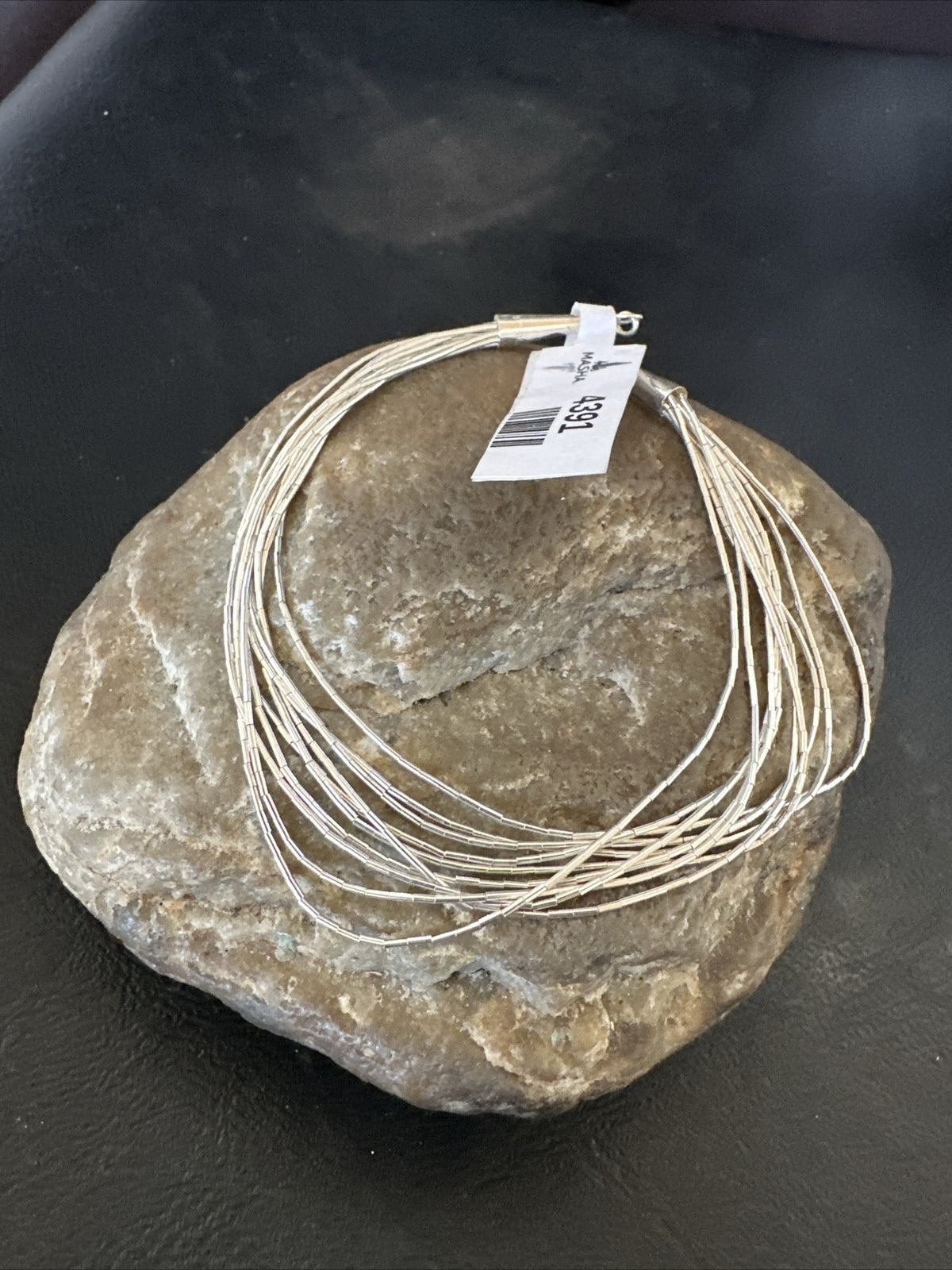 Womens Heishi Liquid Sterling Silver 10 Strands Bracelet 8” 4391