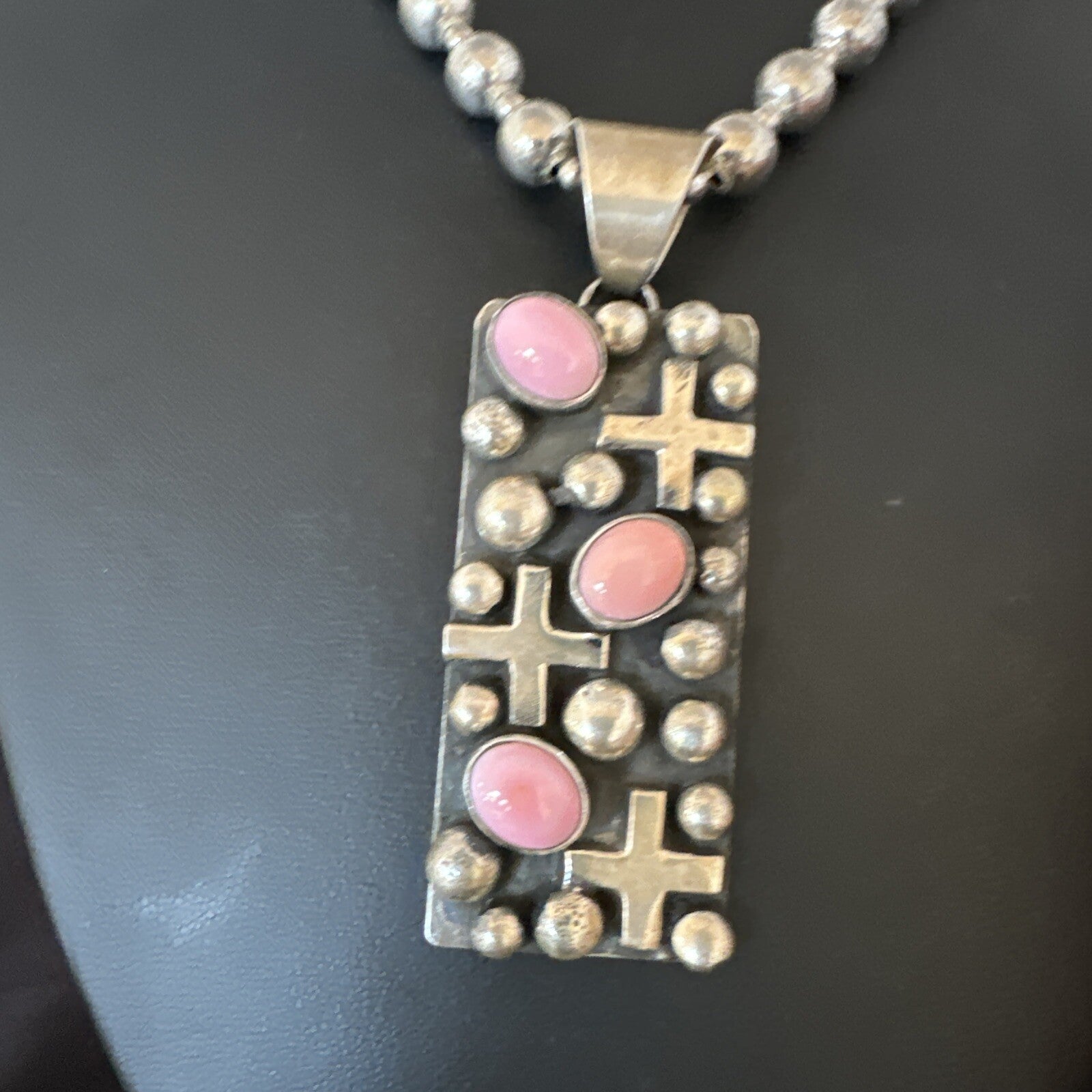Navajo Pearls Pink Conch Necklace Pendant 19” Native American 15908