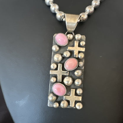 Navajo Pearls Pink Conch Necklace Pendant 19” Native American 15908