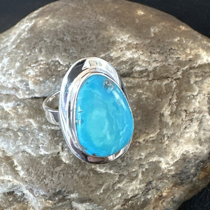 WoMens Sterling Silver Robin Egg Blue Kingman Turquoise Ring Size 9 17733