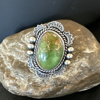H Joe Womens Navajo Sterling Silver Green Turquoise Ring Size 6.5 19358