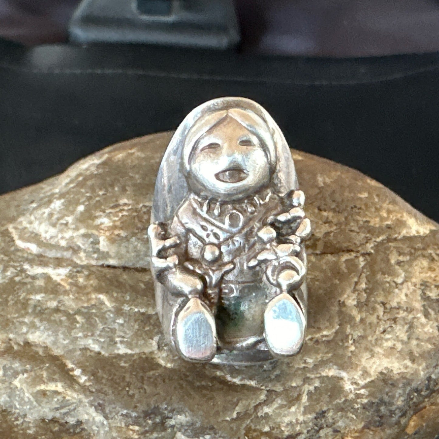 XL Mens Womens Storyteller Old Pawn Navajo Sterling Silver Ring Size 7 18116