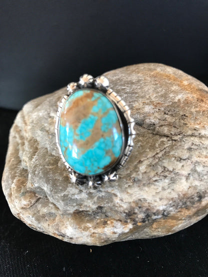 Blue Turquoise #8 Navajo Indian Sterling Silver Ring Size 5.5 3531