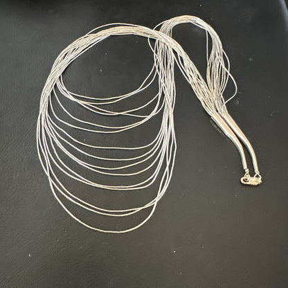 Graduated Bib Heishi Liquid All Sterling Silver 15S Necklace 24" 17242