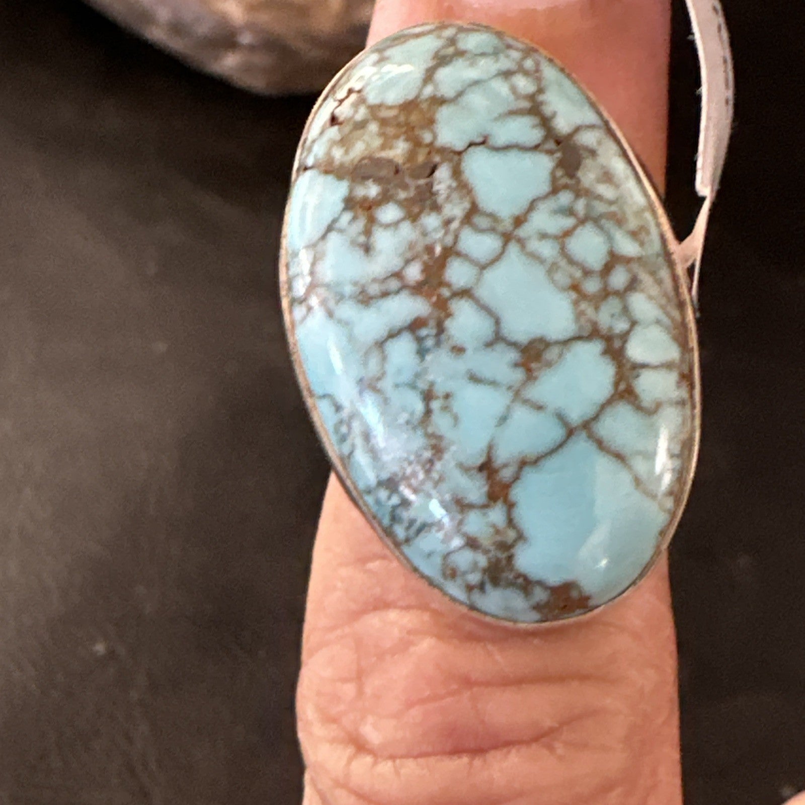 Blue Turquoise#8 Southwestern Sterling Silver Ring Size 5 19728