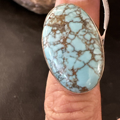 Blue Turquoise#8 Southwestern Sterling Silver Ring Size 5 19728