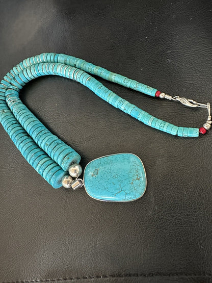Old Pawn Turquoise Necklace Heavy Blue Old Pawn Santo Domingo Southwest 19442