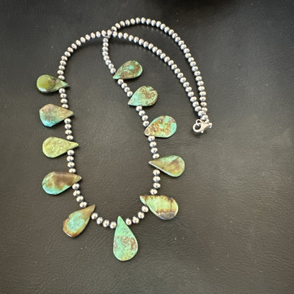 Navajo Pearls Sterling Silver Royston Turquoise 20" Necklace 00484