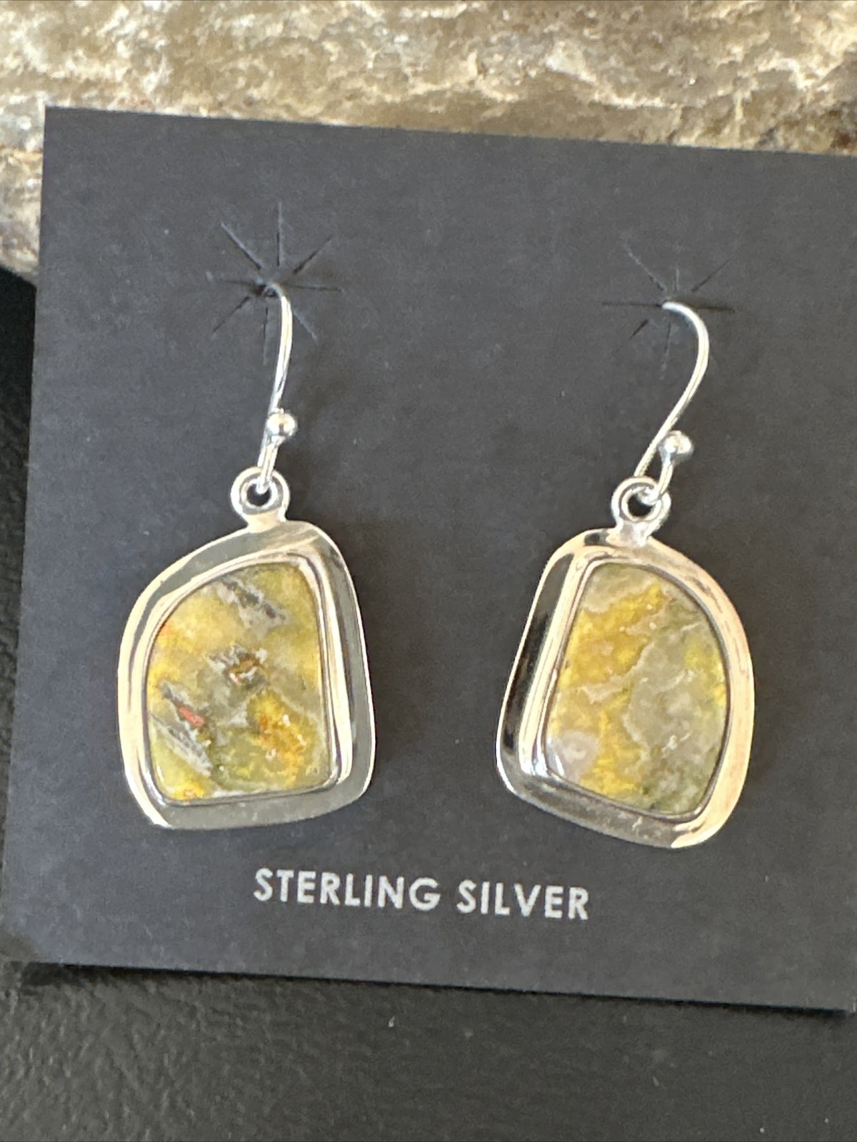 Womens Bumblebee Jasper Navajo Sterling Silver Earrings 15833