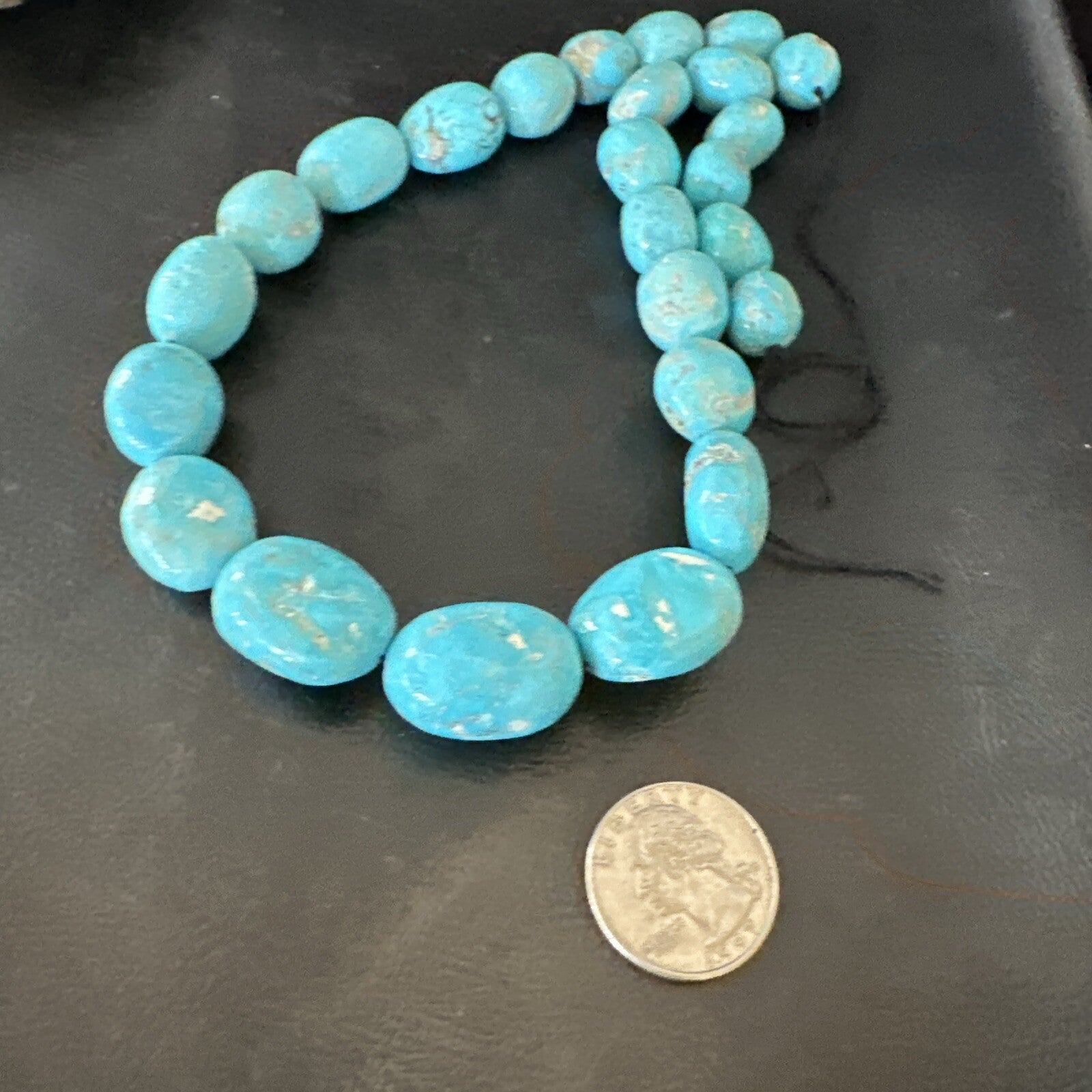 Authentic Blue Sleeping Beauty Graduated Turquoise Nugget Strand 18” 18499