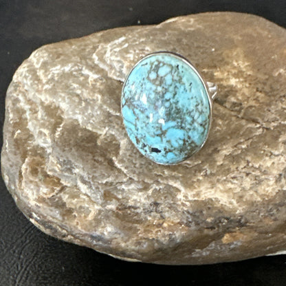 Blue Turquoise#8 Southwestern Sterling Silver Ring Size 8 19747