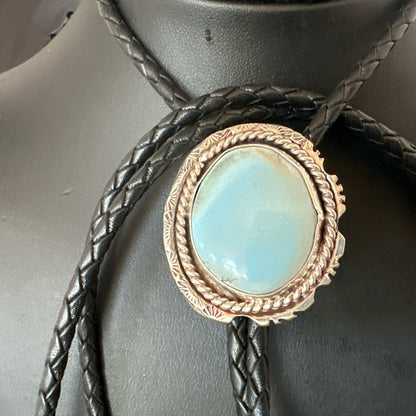 Mens Blue Dry Creek Turquoise Navajo Sterling Silver Bolo Tie 19054