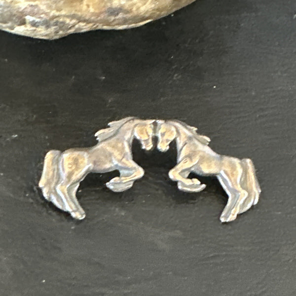 Galloping Horse Pendant Navajo 2" | Sterling Silver | Authentic Native American Handmade | 15453