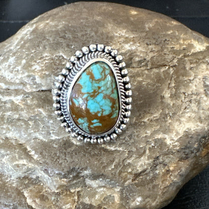 Blue Turquoise #8 Navajo Sterling Silver  Ring Size 8 18828