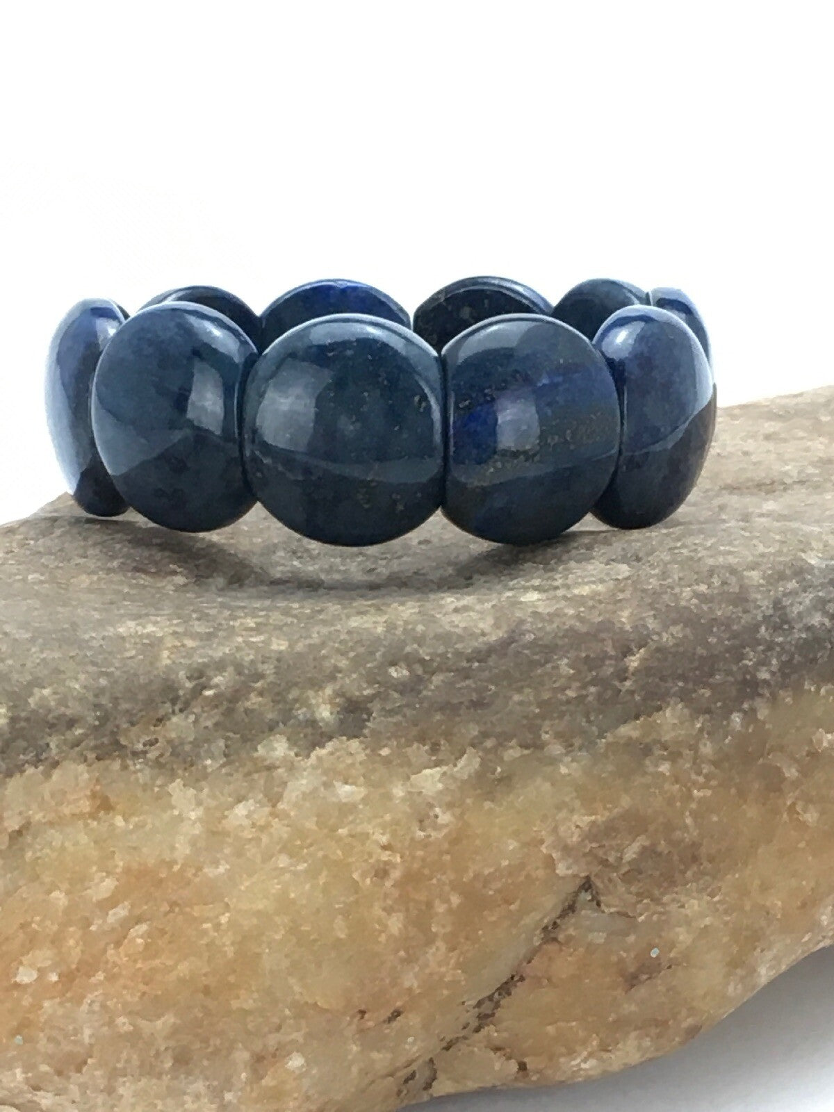 Blue Lapis Bead Stretch Bracelet 7.25" 03015