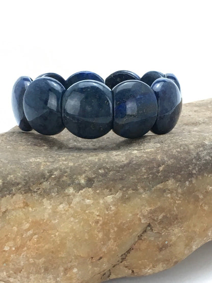 Blue Lapis Bead Stretch Bracelet 7.25" 03015