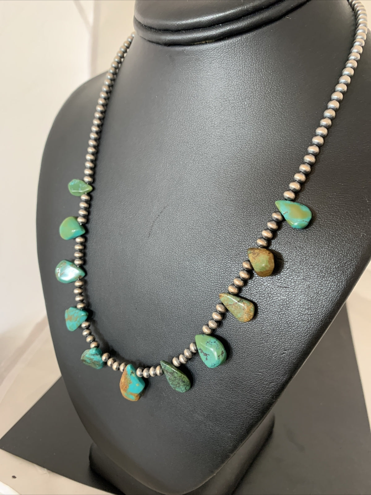 Royston Turquoise Sterling Silver Beads Necklace 02184