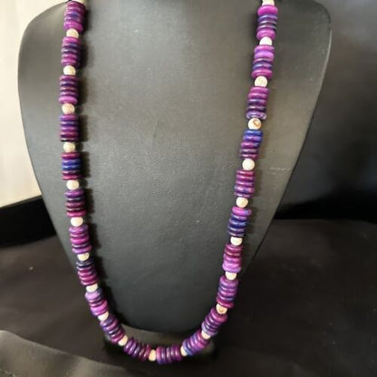 Navajo Purple Sugilite Bead Jasper Necklace Sterling Silver 27" 15346