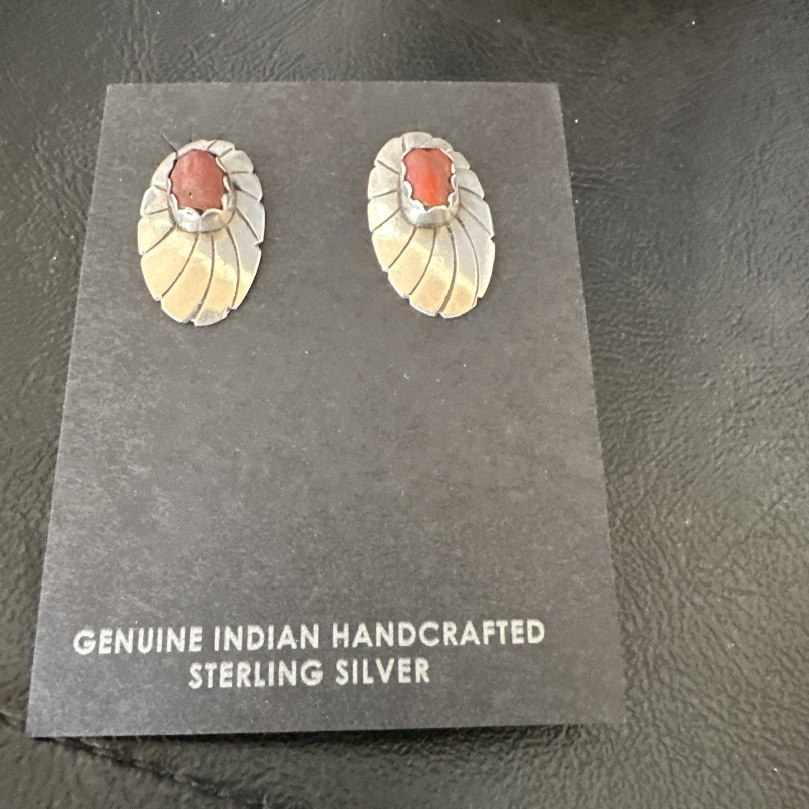 Old Pawn Native Navajo Sterling Purple Spiny Oyster Stamped Earrings 19098