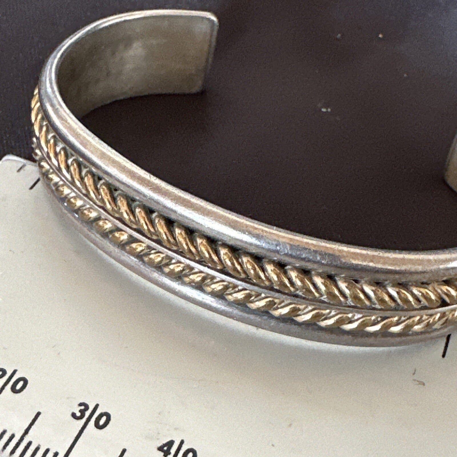 12K Gold filled Navajo Sterling Silver Twist Wire Cuff Bracelet 18123