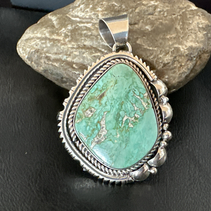 Men Women Green Royston Turquoise Pendant Navajo Sterling Yazzie 19522