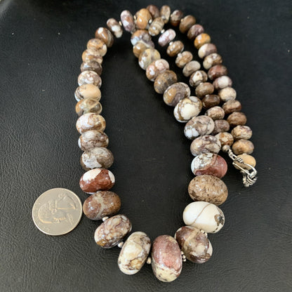 27" Wild Horse Navajo Pearls Sterling Silver Crazy Turquoise Necklace 13887