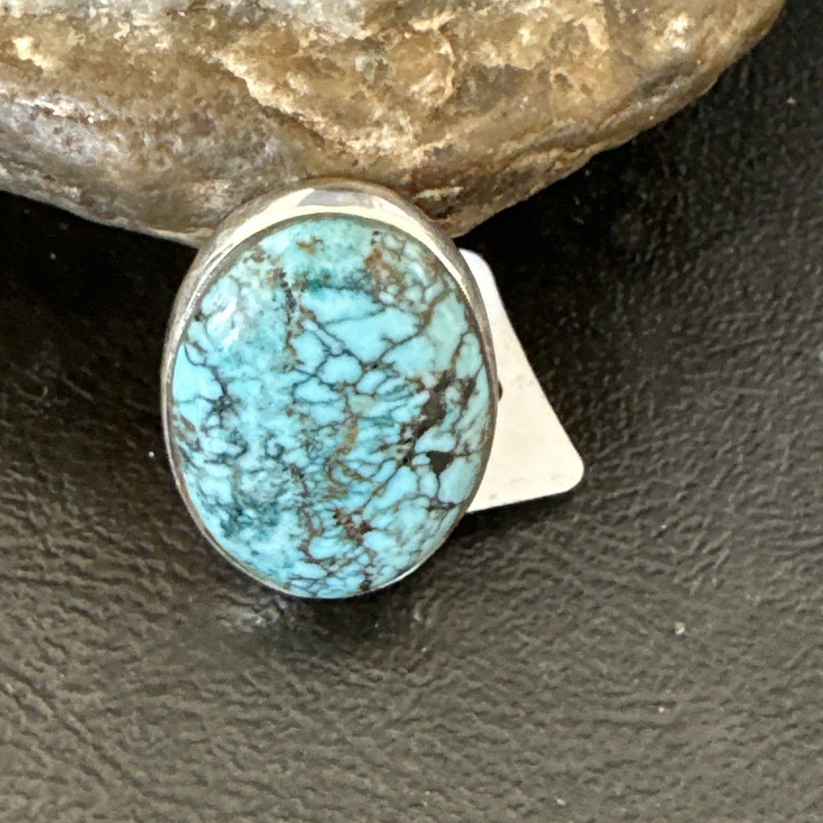 Blue Turquoise#8 Southwestern Sterling Silver Ring Size 8 19743