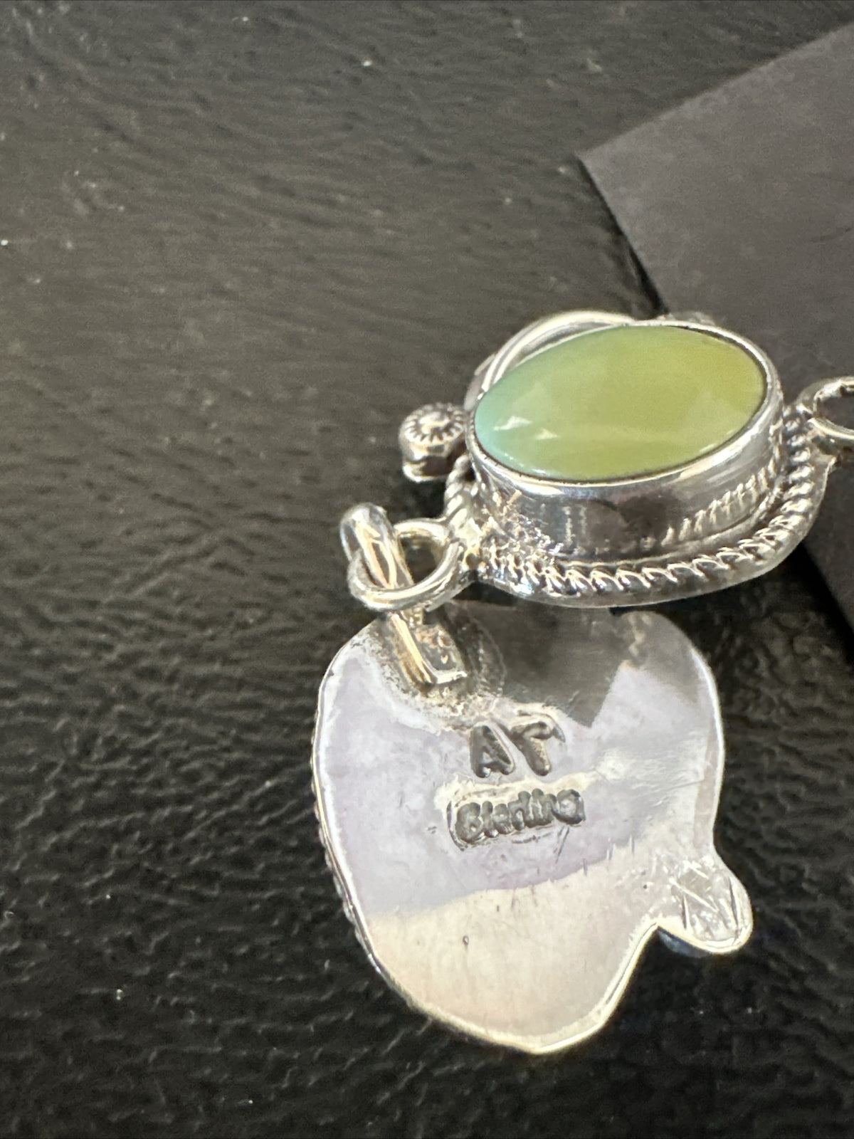 Native Navajo Green Turquoise Sterling Silver Dangle Earrings 2” 17911