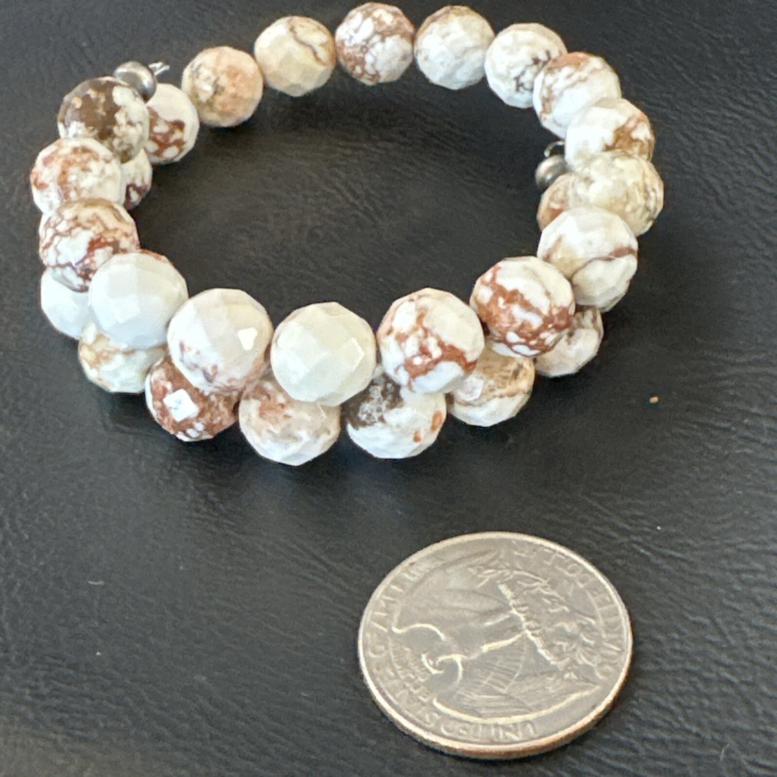 Wild Horse Turquoise 8mm Navajo Indian Stainless Steel Bead Bracelet 18013