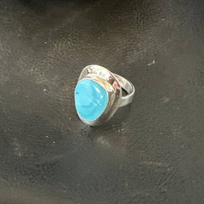 Southwestern Sterling Silver Blue Kingman Turquoise Ring Size 7 18504