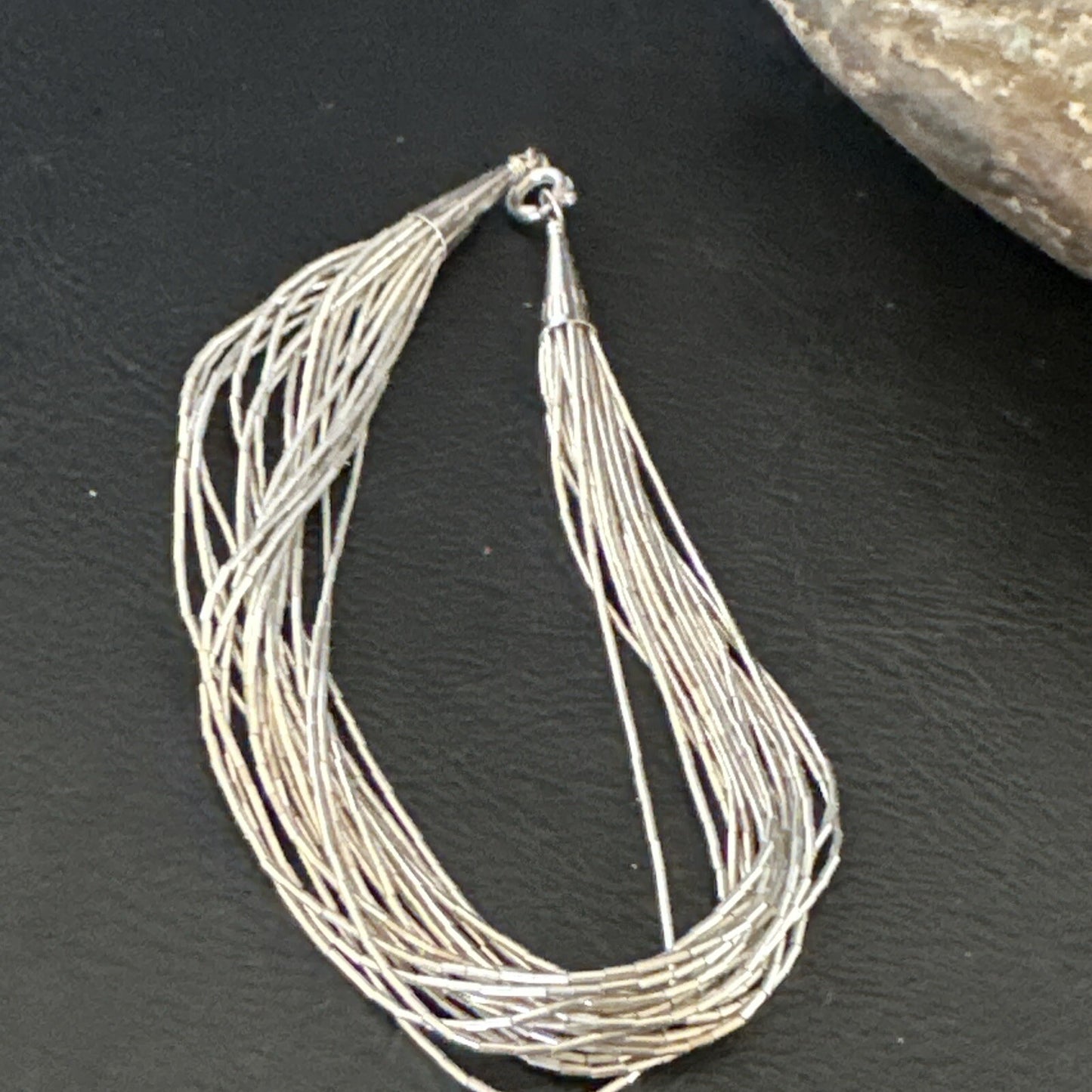 Womens Heishi Liquid Sterling Silver 20 Strands Bracelet 8” 4392