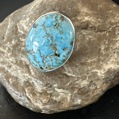 Blue Turquoise#8 Southwestern Sterling Silver Ring Size 7 19731